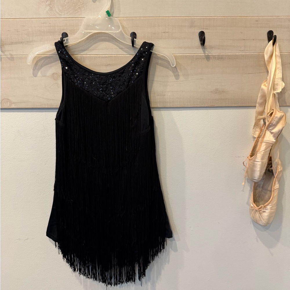 Balera Weissman Fringe & Sequin dress, jazz tap, dance performance, black, XLC - Picture 3 of 6